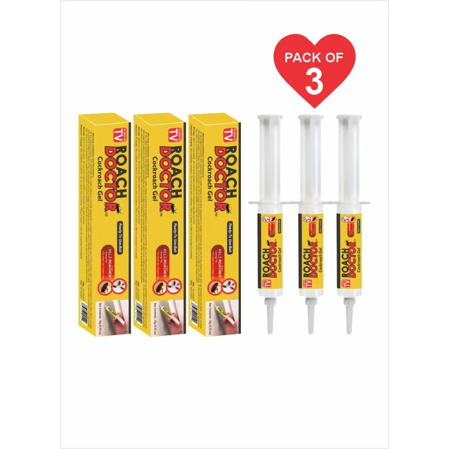 Roach Doctor Gel – Ready-to-Use Cockroach Bait for Fast Indoor & Outdoor Roach Control - Pack of 3